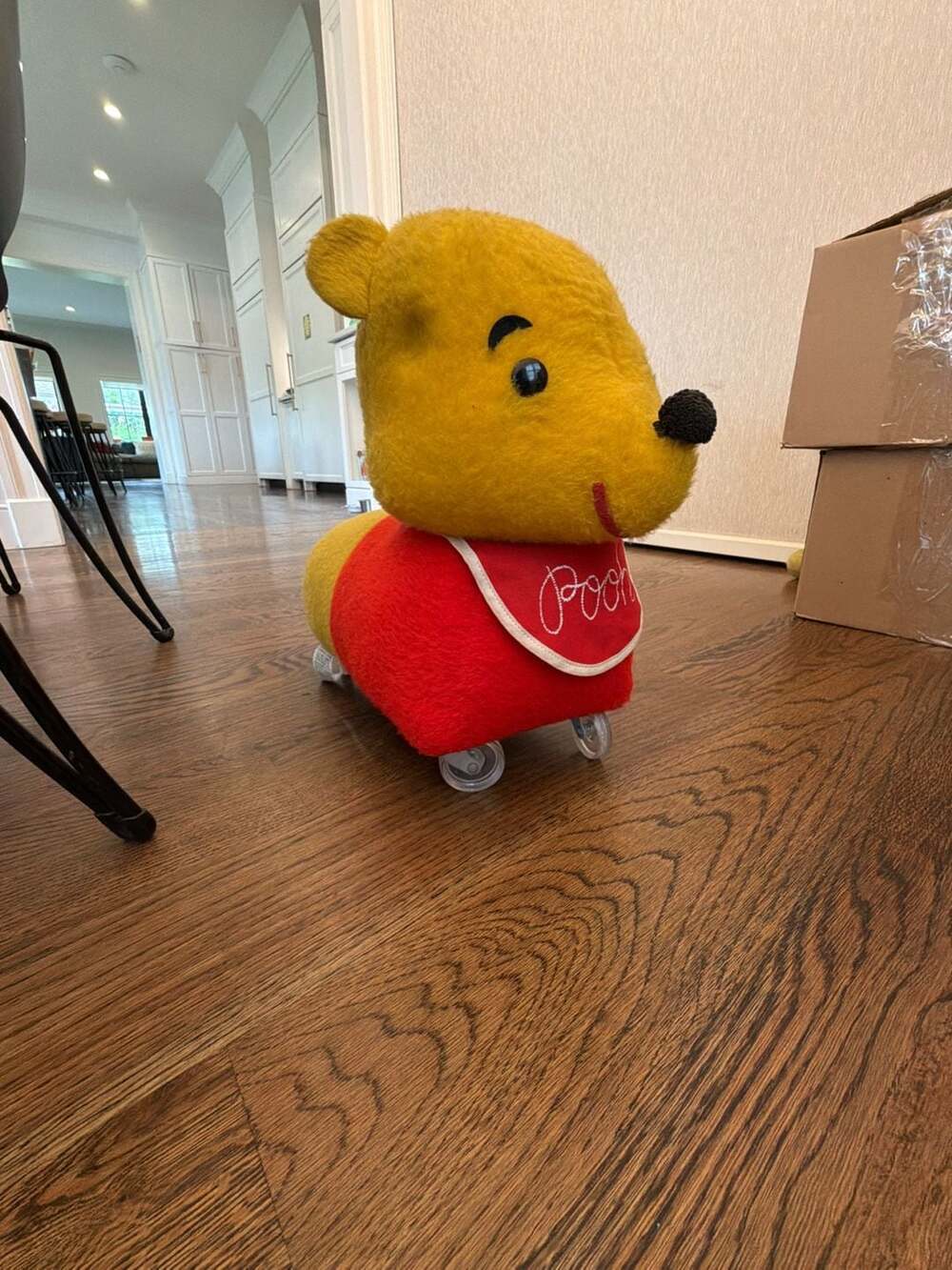 Vintage Winnie the Pooh Plush Rolling Floor Toy Commonwealth Toy company 19”